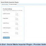 Back End - Social Media Importer Plugin - Provider Setting