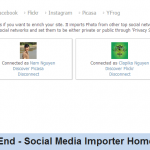 Front End - Social Media Importer Home Page